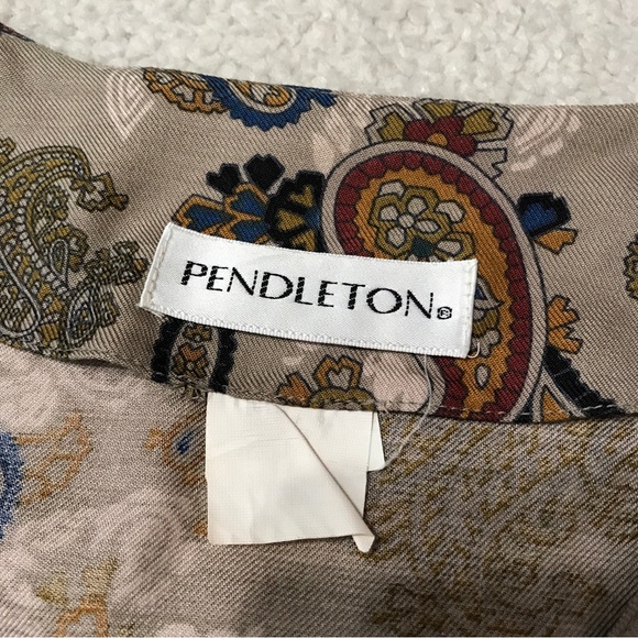Pendleton Vintage Paisley Top Long Sleeve Brown Multicolor Pit to Pit 20” - Picture 4 of 15